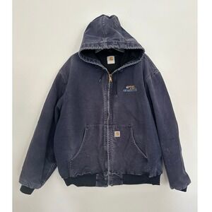 Vtg Carhartt J131 DNY Jacket XL Navy Blue Thermal Duck Active Faded Distressed